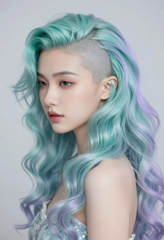 Half-Shaved Head with Mermaid Waves Half-Shaved Head with Mermaid Waves