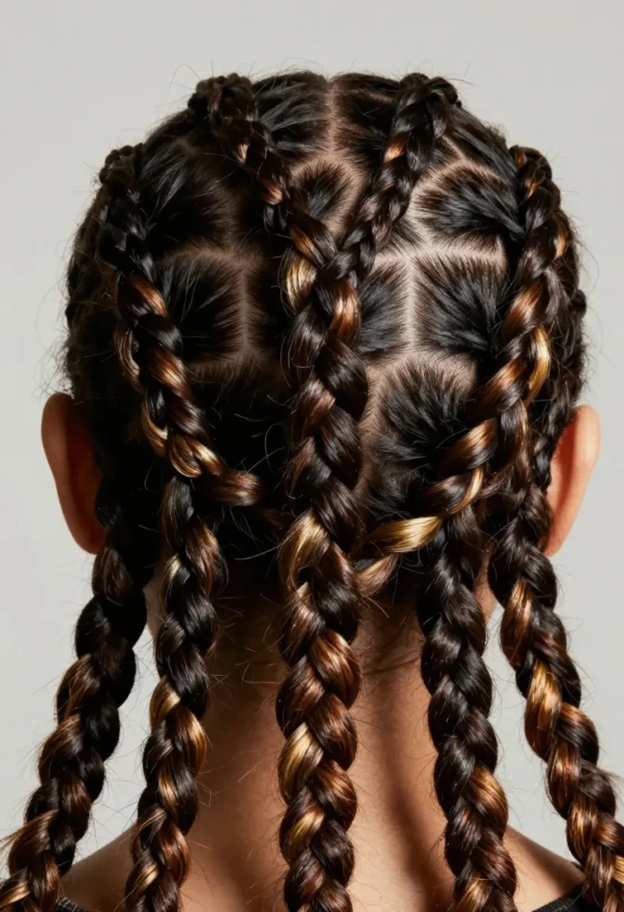 Highlighted Crisscrossed Cornrows Highlighted Crisscrossed Cornrows