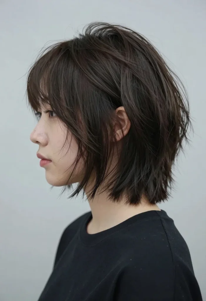Layered Bob with Jagged Bangs Layered Bob with Jagged Bangs