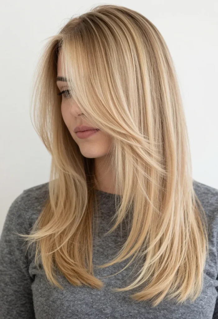 Layered Cut with Swoopy Bangs Layered Cut with Swoopy Bangs