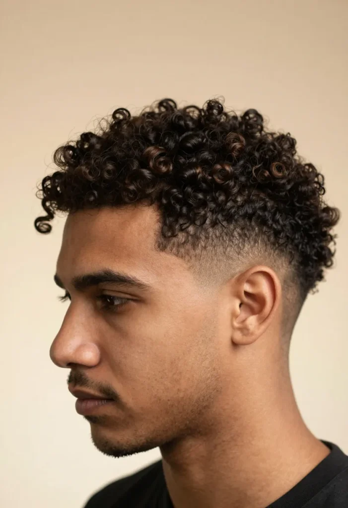 Long Curly Top with Faded Sides Long Curly Top with Faded Sides