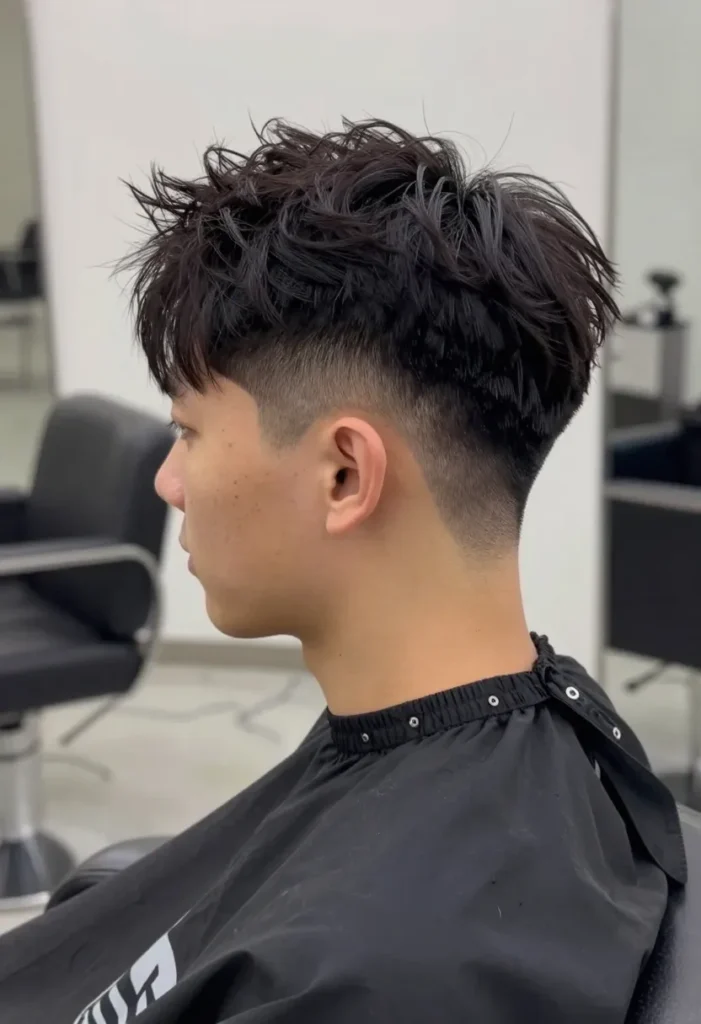 Long Top with Faded Sides and Wave Design Long Top with Faded Sides and Wave Design