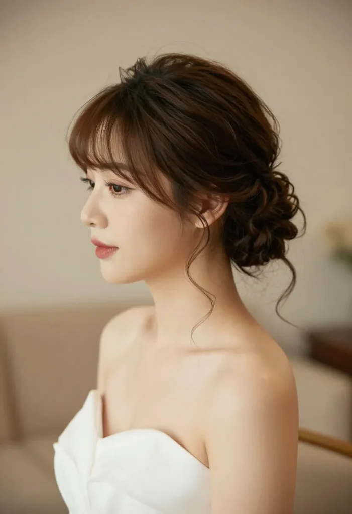 Low Updo with Side Bangs Low Updo with Side Bangs