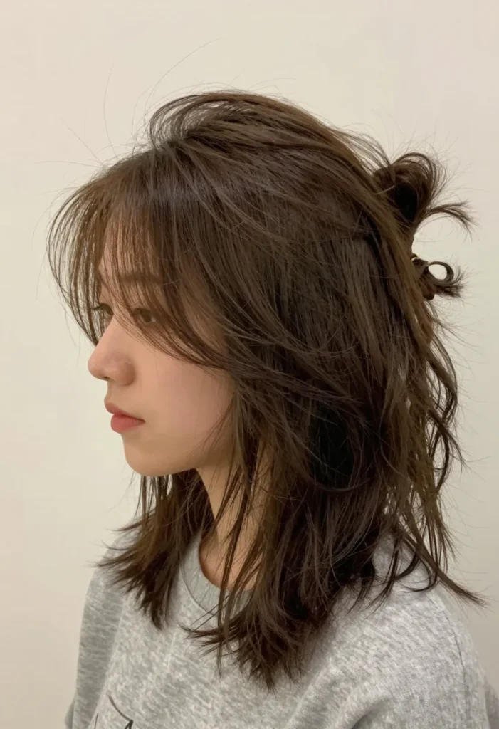 Messy Bun with Loose Strands Messy Bun with Loose Strands