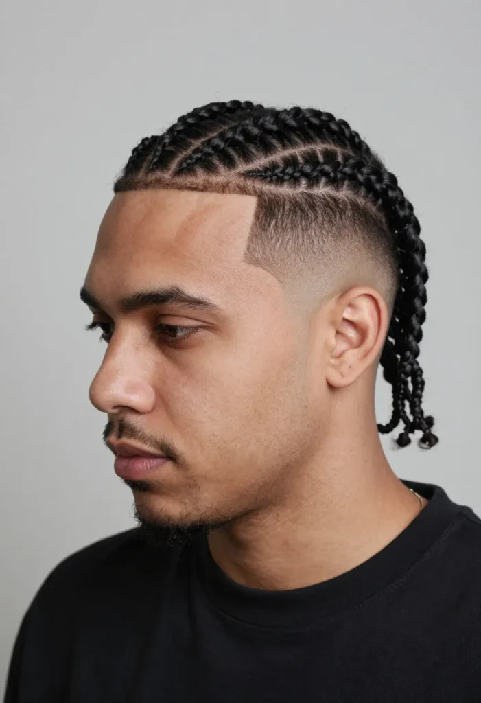 Mid Drop Fade with Box Braids Mid Drop Fade with Box Braids