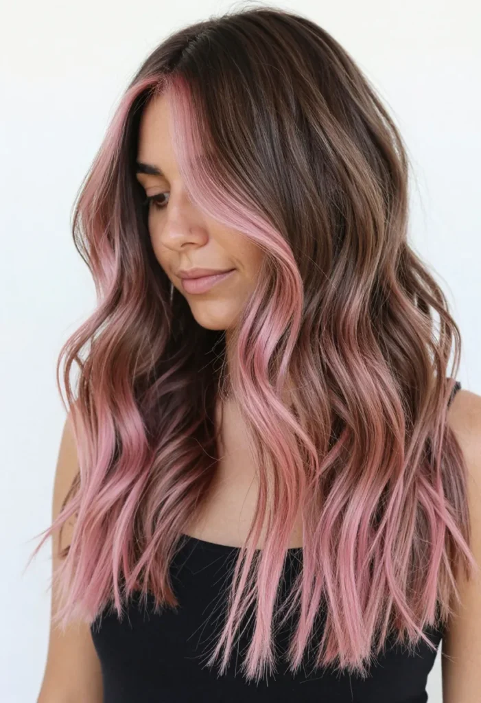 Pink Balayage For Natural Brunettes Pink Balayage For Natural Brunettes