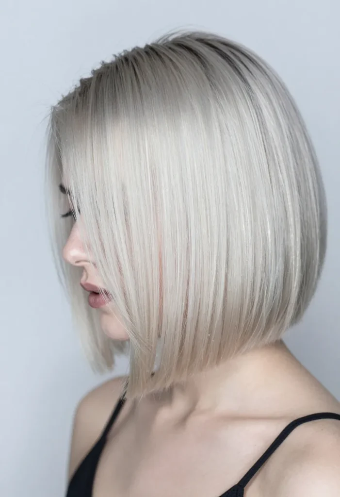 Platinum Blonde Bob with Dark Roots Platinum Blonde Bob with Dark Roots