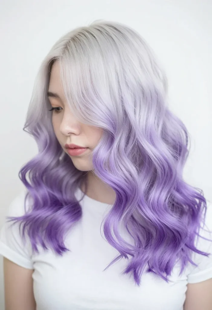 Platinum to Violet Curled Lob Platinum to Violet Curled Lob