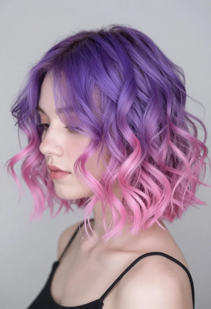 Purple to Pink Bouncy Curls Purple to Pink Bouncy Curls