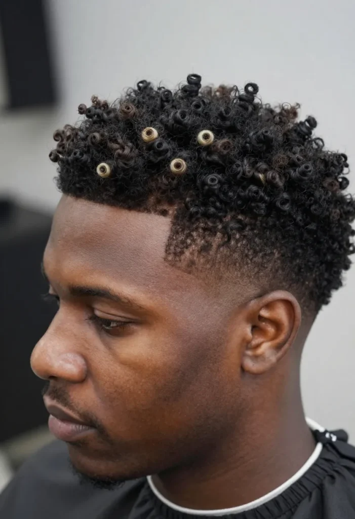 Sharp Fade with Bleached Afro Curls Sharp Fade with Bleached Afro Curls