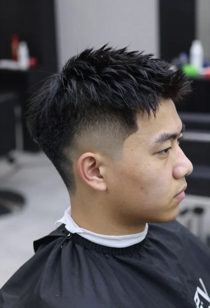 Sharp Fade with a Long Quiff Sharp Fade with a Long Quiff