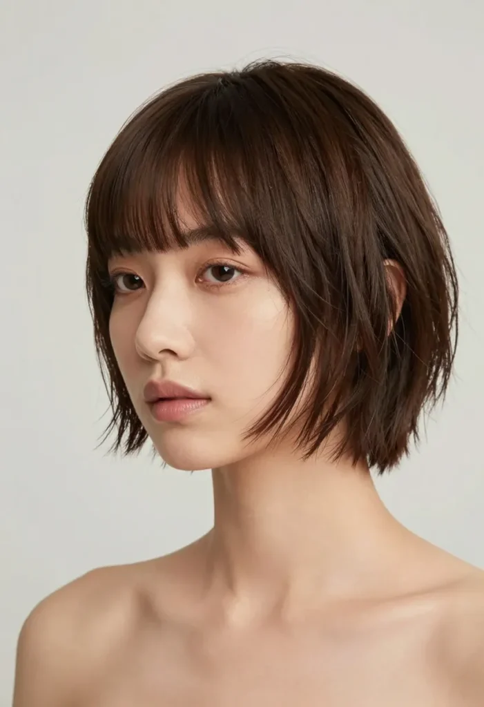 Short Bob with Feathered Bangs Short Bob with Feathered Bangs