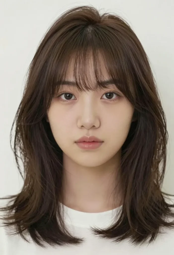 Shoulder-Length Cut with Peek-a-Bangs Shoulder-Length Cut with Peek-a-Bangs