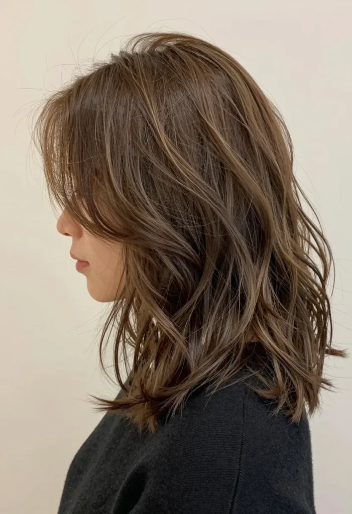 Side-Parted Loose Waves with Highlights