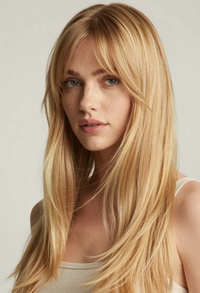 Side-Swept Bangs with Shadow Roots Side-Swept Bangs with Shadow Roots