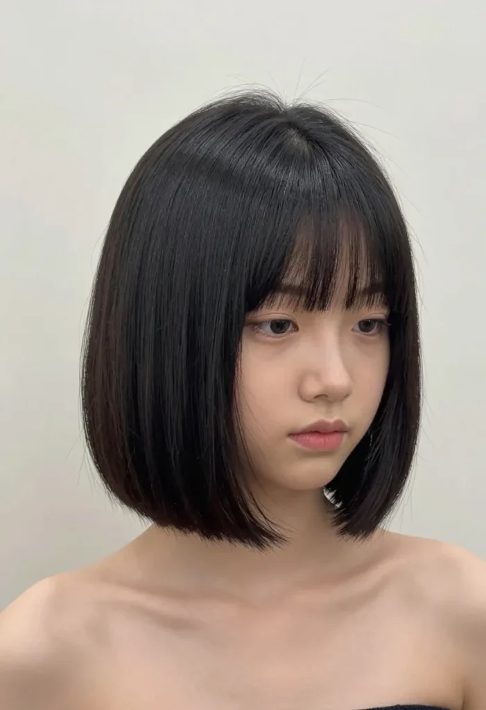 Sleek Jet-Black Chin-Length Bob Sleek Jet-Black Chin-Length Bob
