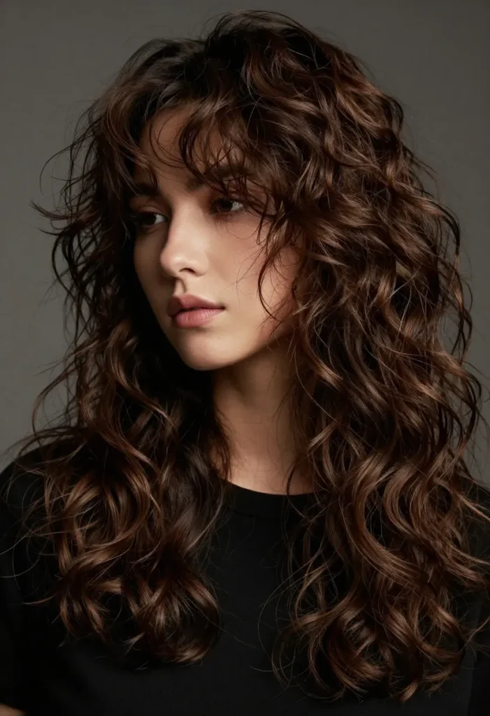 Thick Curly Mullet with Wavy Perm Thick Curly Mullet with Wavy Perm