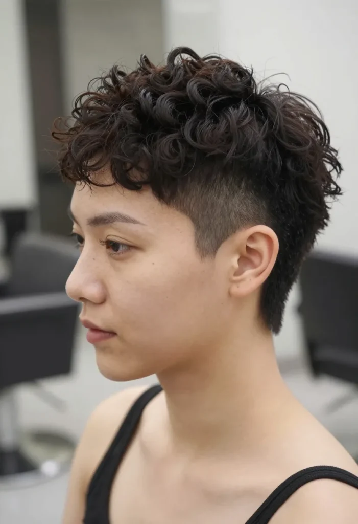Undercut Pixie with Curly Perm Undercut Pixie with Curly Perm