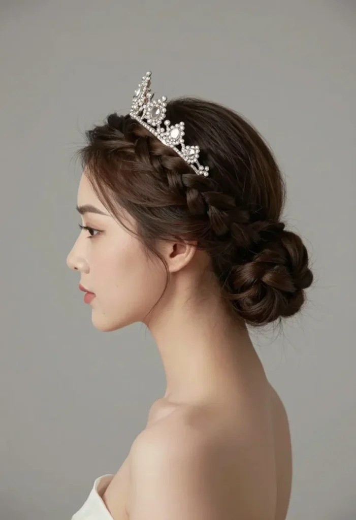 Braided Crown into Low Bun Braided Crown into Low Bun