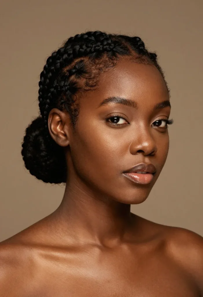 Braided Low Bun for Black Women Braided Low Bun for Black Women