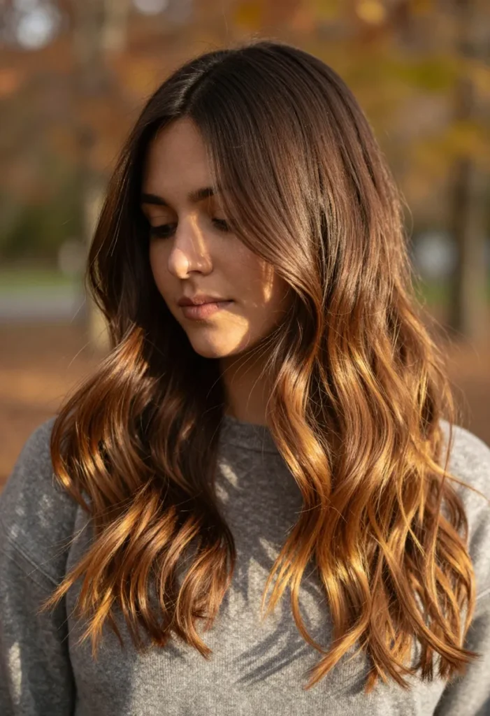 Brunette with Caramel Highlights Brunette with Caramel Highlights