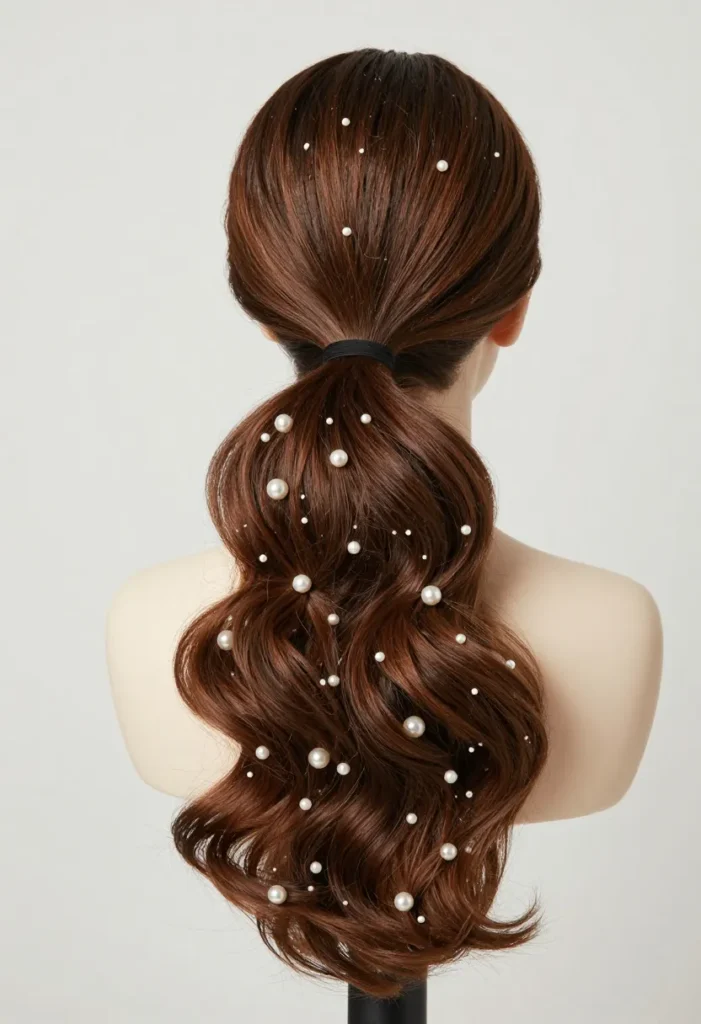 Bubble Ponytail with Pearl Accents Bubble Ponytail with Pearl Accents