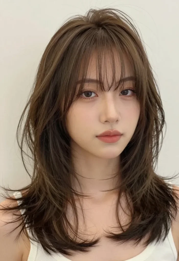 Chin-Length Bangs and Feathered Ends Chin-Length Bangs and Feathered Ends