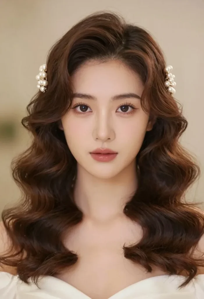 Classic Soft Curls with Pearl Clips Classic Soft Curls with Pearl Clips