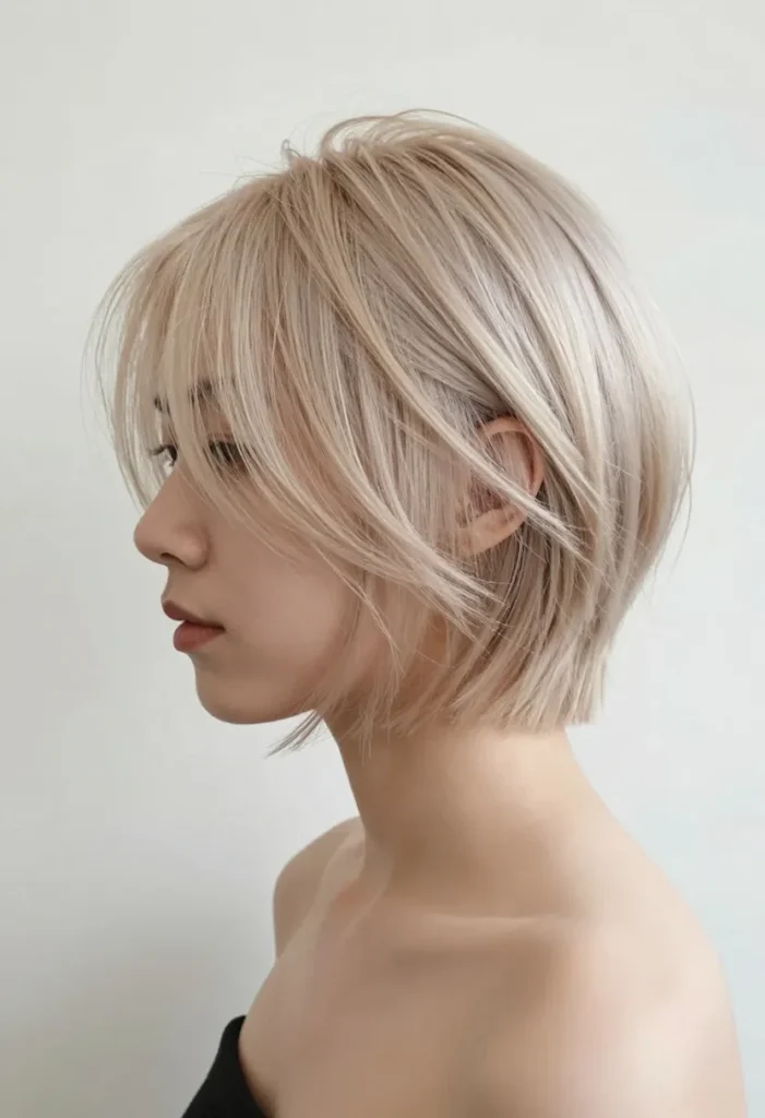 Cool-Toned Bixie with Side-Swept Bangs Cool-Toned Bixie with Side-Swept Bangs