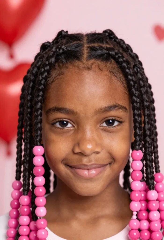 Criss-Cross Braids with Pink Beads Criss-Cross Braids with Pink Beads