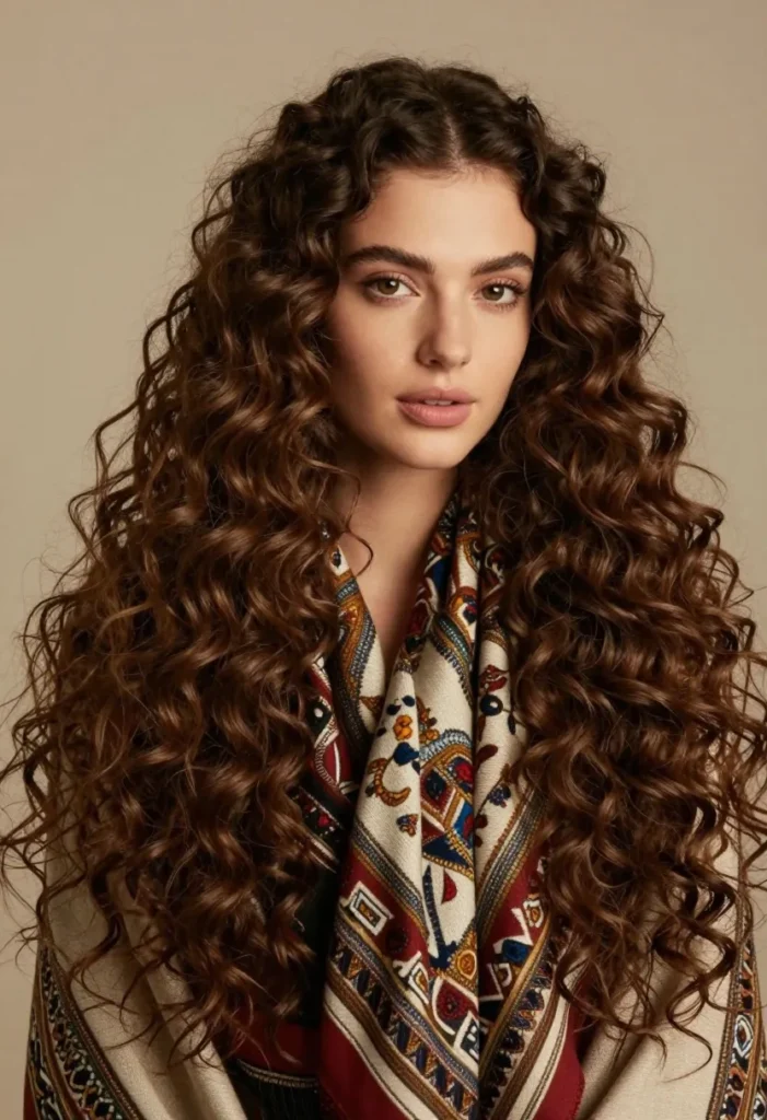 Curly Hair with Scarf