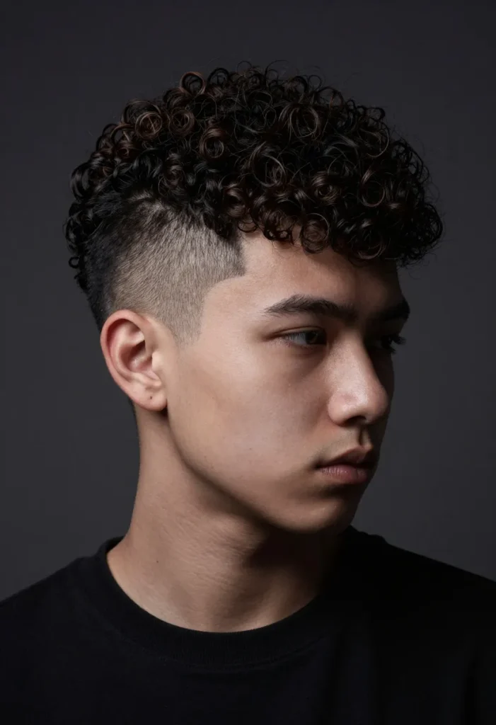 Curly Hair with Undercut Design Curly Hair with Undercut Design