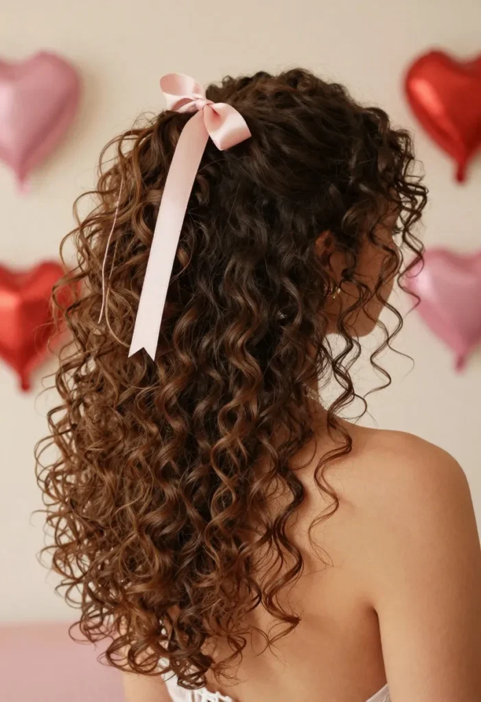 Curly Ponytail with Ribbon Curly Ponytail with Ribbon