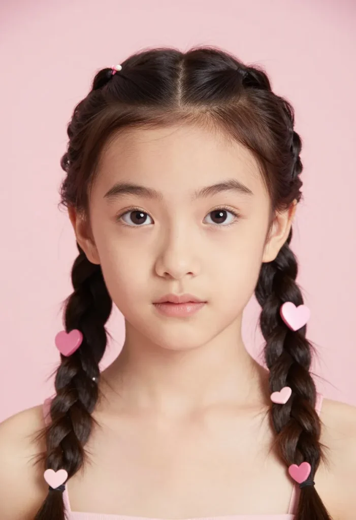 Double Braids with Heart Accents Double Braids with Heart Accents