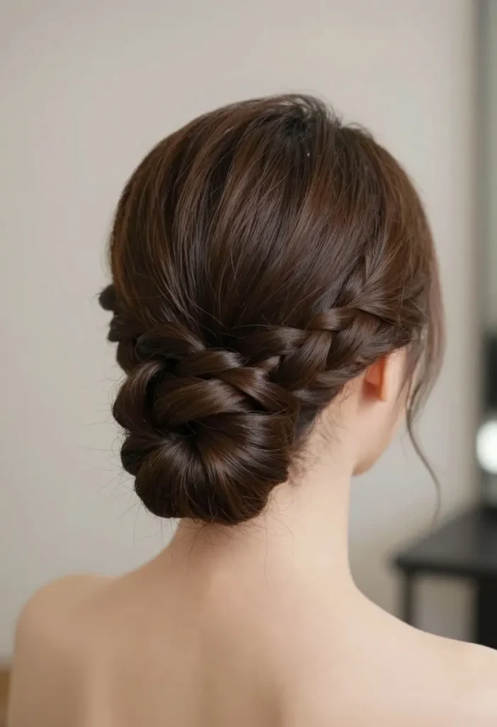 Elegant Crown Braid into Low Bun Elegant Crown Braid into Low Bun