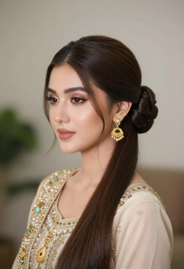 Elegant Low Bun with Side Part Elegant Low Bun with Side Part