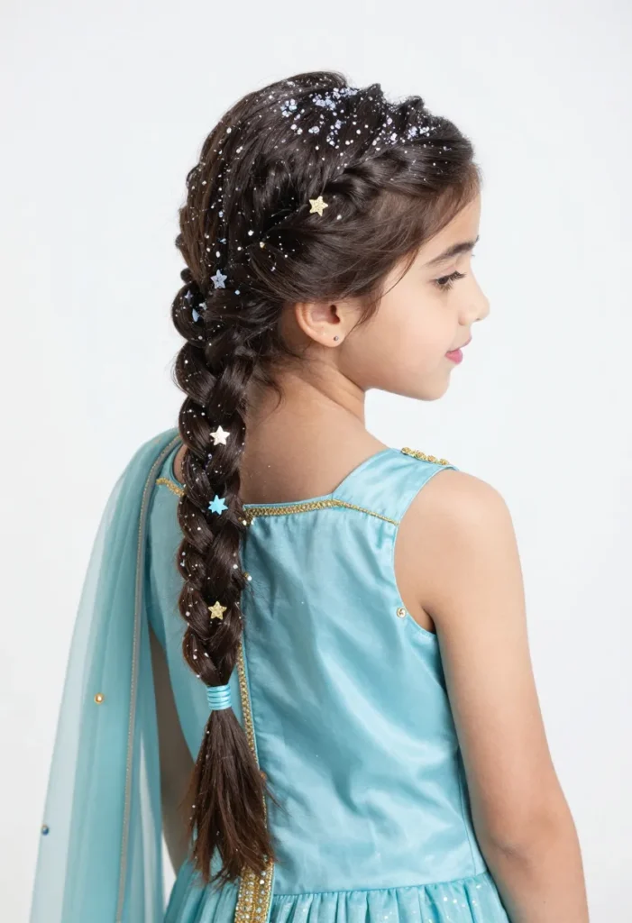 Fishtail Braid with Glitter Spray Fishtail Braid with Glitter Spray