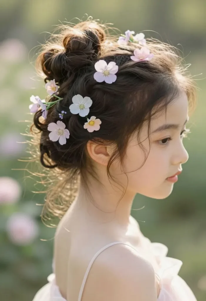 Floral Bun Hairstyle Floral Bun Hairstyle