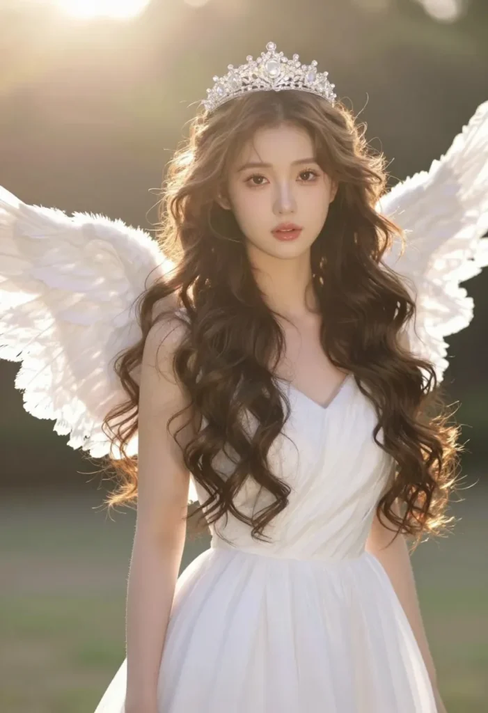 Graceful Cascading Curls with Tiara Graceful Cascading Curls with Tiara