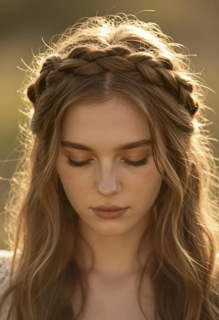 Half-Braided Crown Hairstyle Half-Braided Crown Hairstyle