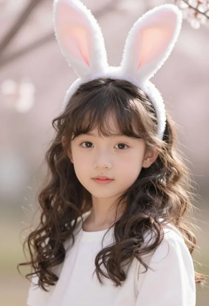 Half-Up Twisted Curls with Bunny Ears Half-Up Twisted Curls with Bunny Ears