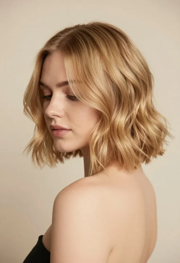 Honey Blonde Wavy Cut Honey Blonde Wavy Cut