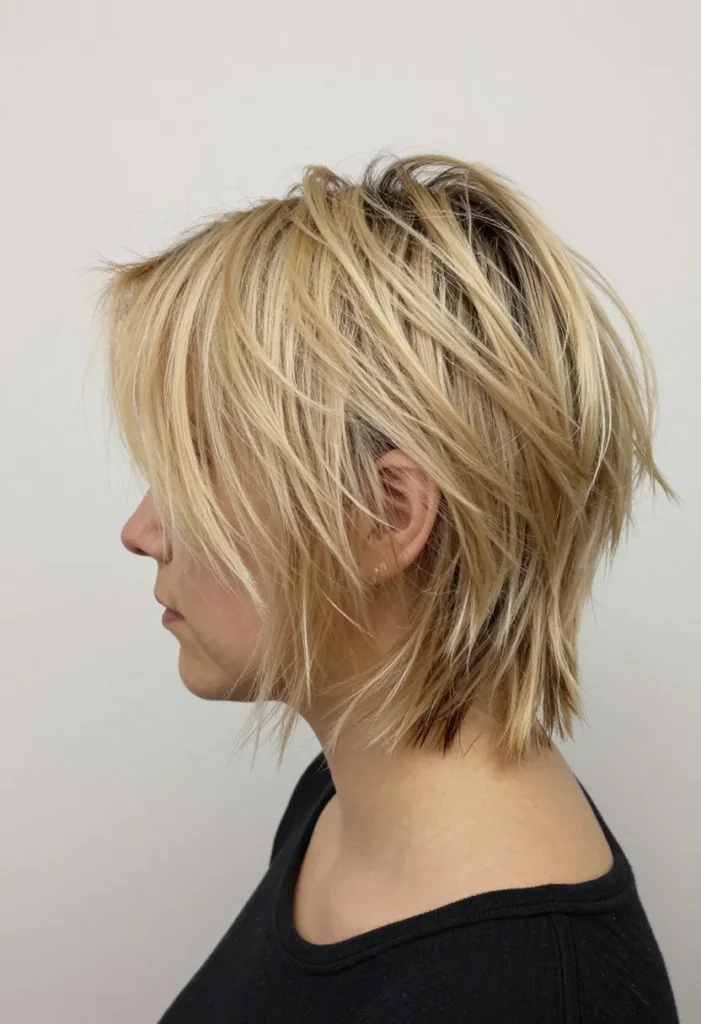 Light Shaggy Hair with Dark Roots Light Shaggy Hair with Dark Roots