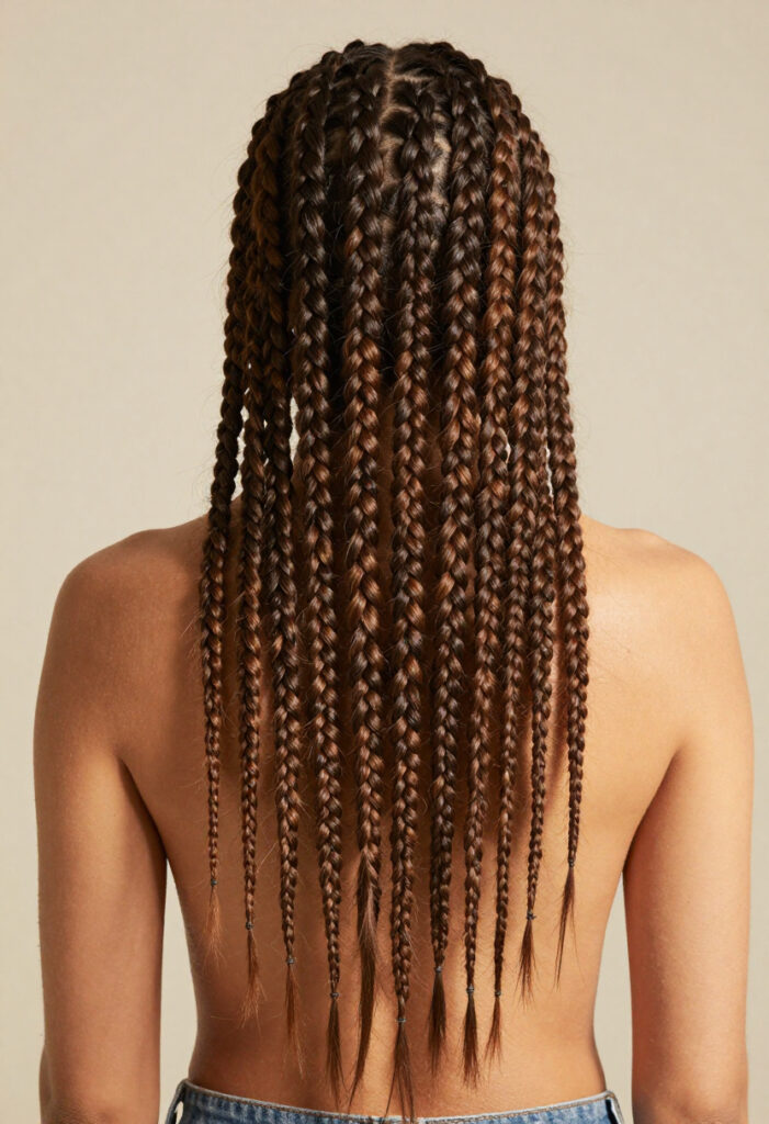 Long Box Braids With A Soft Middle Part Long Box Braids With A Soft Middle Part