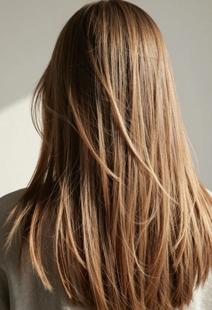 Long Wispy Curtain Bangs with Highlights Long Wispy Curtain Bangs with Highlights