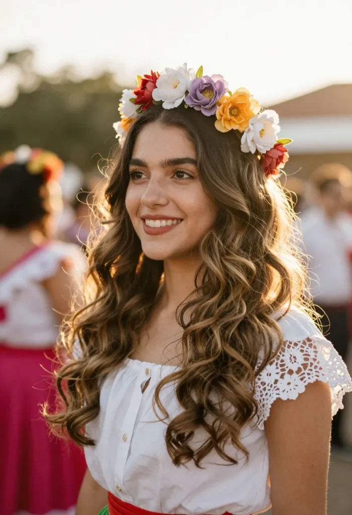 Loose Waves with a Flower Crown Loose Waves with a Flower Crown