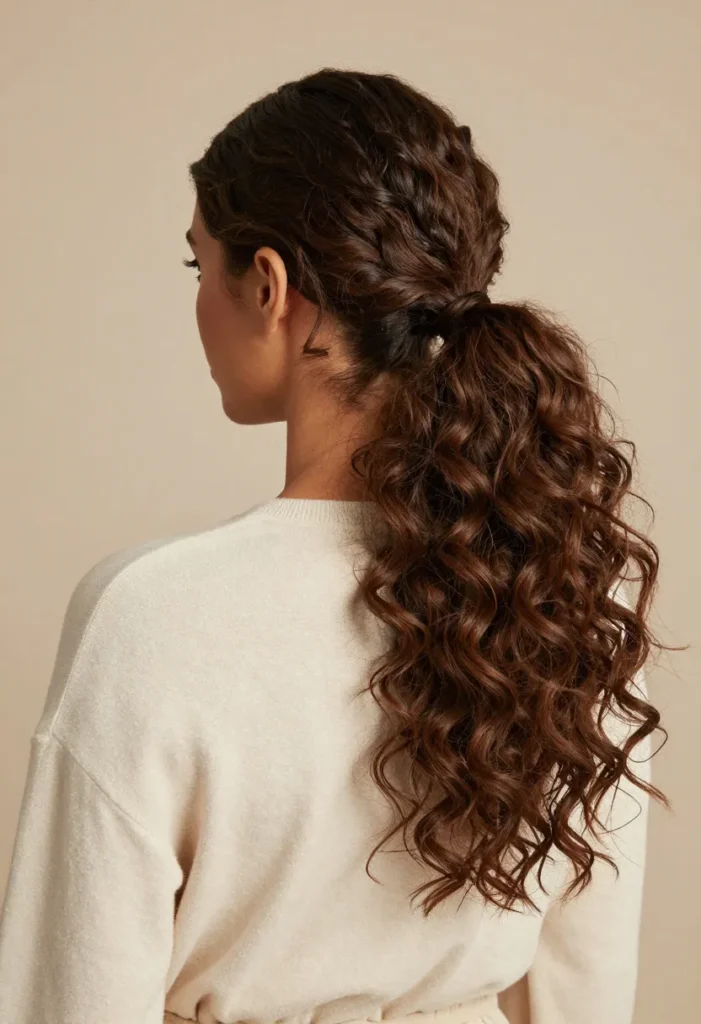 Low Curly Ponytail with Volume