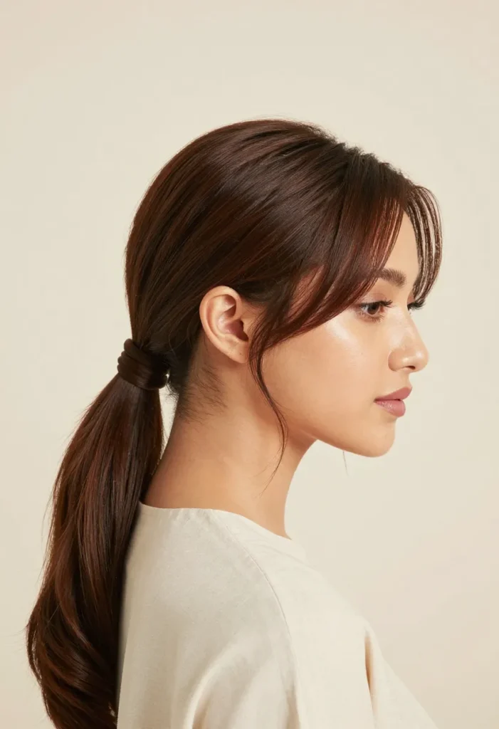 Low Ponytail with Hair Wrap Low Ponytail with Hair Wrap