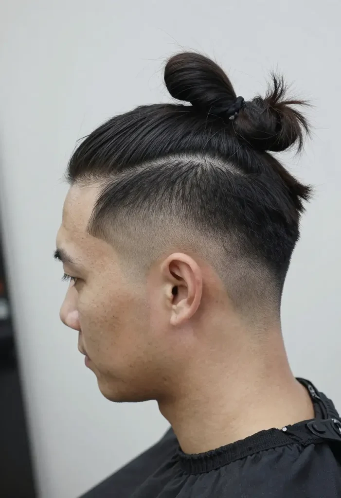 Man Bun with Taper Fade Man Bun with Taper Fade