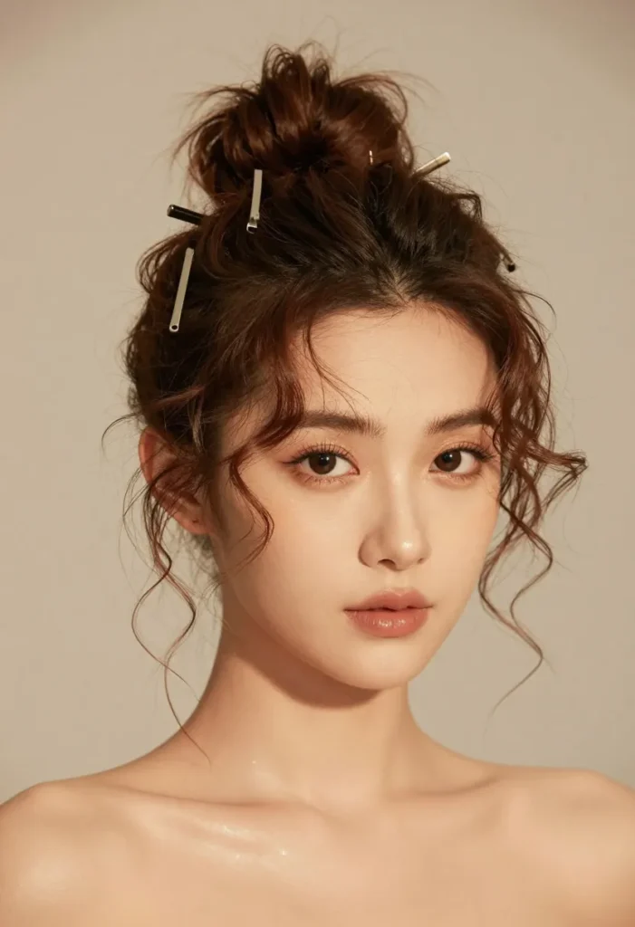 Messy Bun with Statement Hairpins Messy Bun with Statement Hairpins